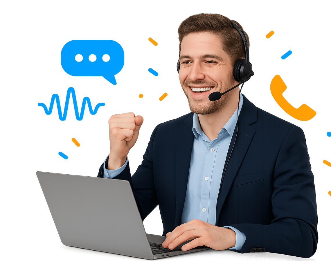 Adelaide AI voice chatbot answering a customer phone call, booking a time and texting a confirmation.